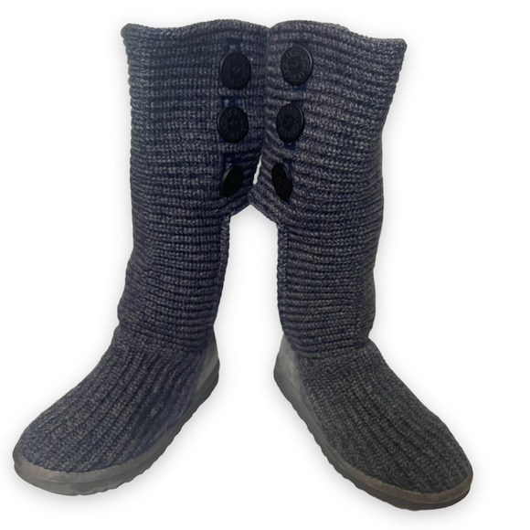 UGG Australia Classic 5819 Cardy Blue/Gray Knit Sweater Boots Sz 6 - Picture 4 of 11